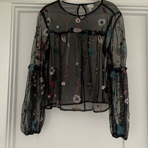 Black Floral Mesh Top (A Brand New Day)